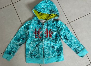 Gilet zippé à capuche bleu turquoise LCDP 6 ans