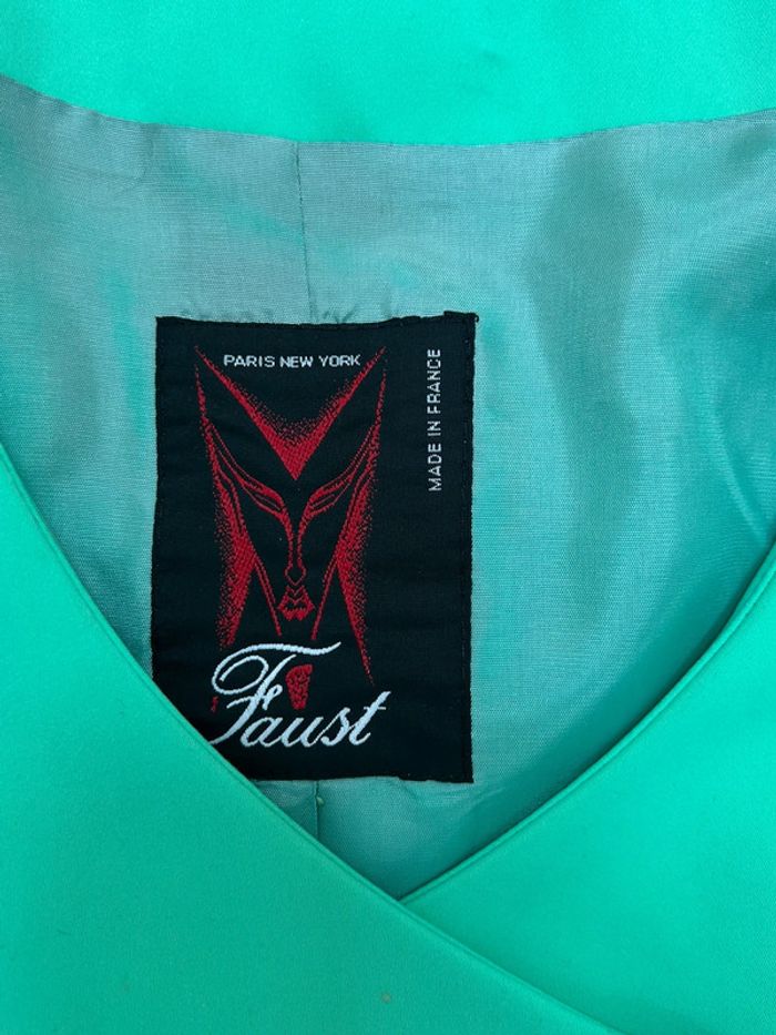 Ensemble tailleur veste et jupe année 70 80 taille 42 vert - faust bel air - photo numéro 4