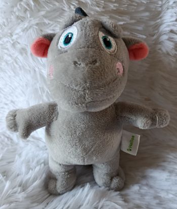 Doudou peluche dinosaure gris ,rose- Helios 17 cm 