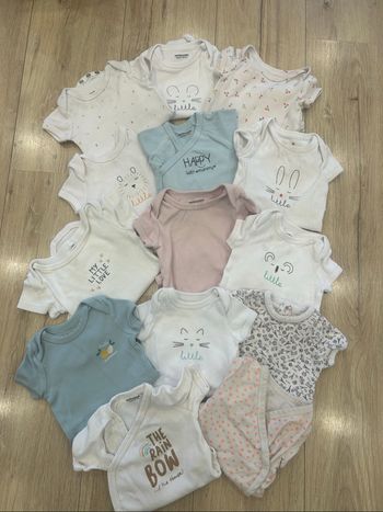 Lot 14 bodies manches courtes fille 6 mois