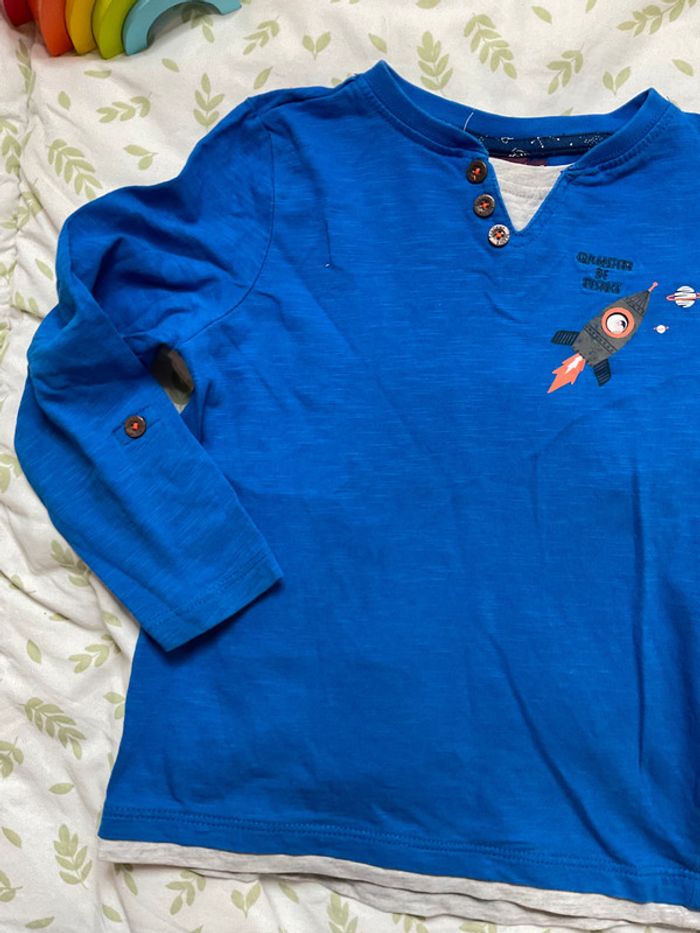 teeshirt manches longues bleu et gris 3 ans sergent major - photo numéro 5