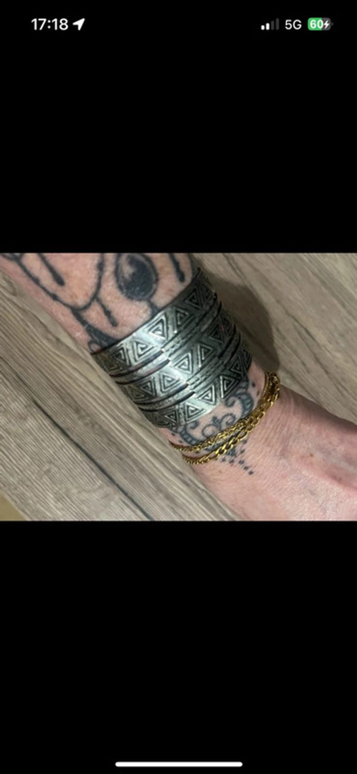 Lot de 3 bracelets manchettes argentés réglables - photo numéro 7