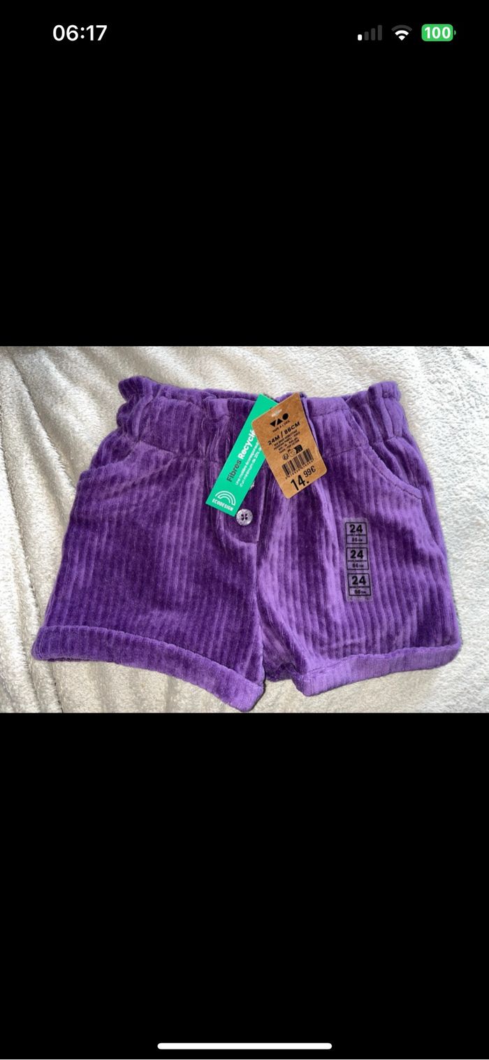 Short bébé fille TAO 24 mois neuf avec étiquette violet