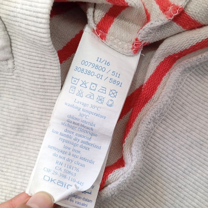 Sweat a Capuche Okaïdi Gris Clair a Rayures. Taille 14 ans 164 cms. 100% coton - photo numéro 7