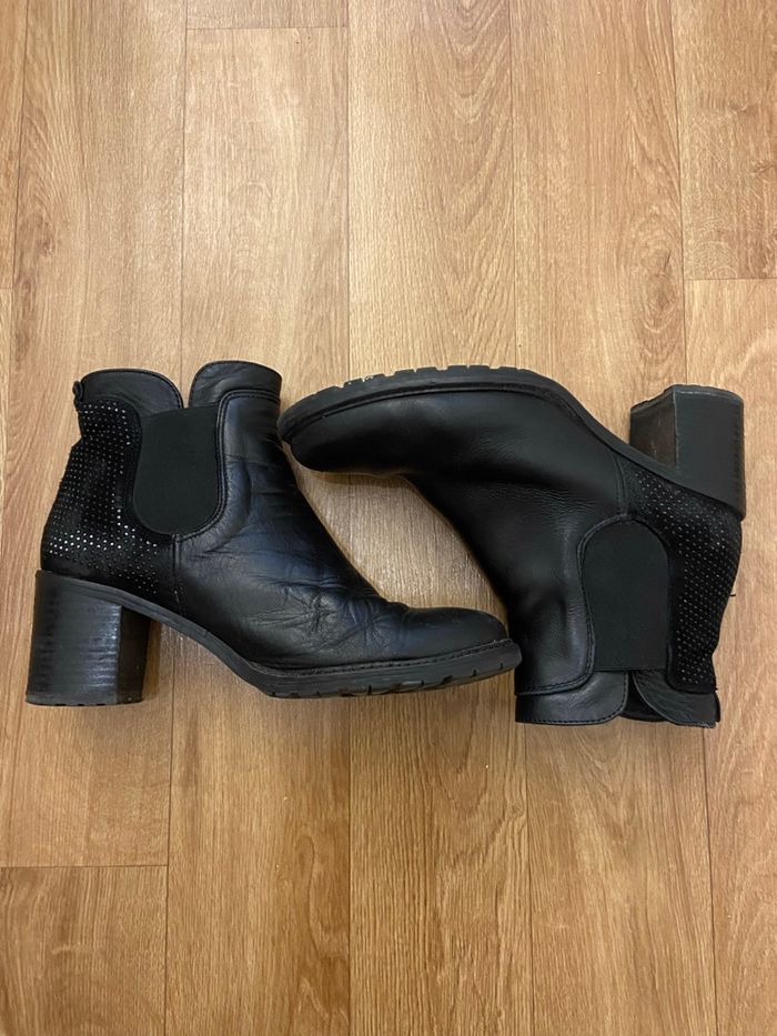 Bottines crantées noires cuir 38 - photo numéro 6