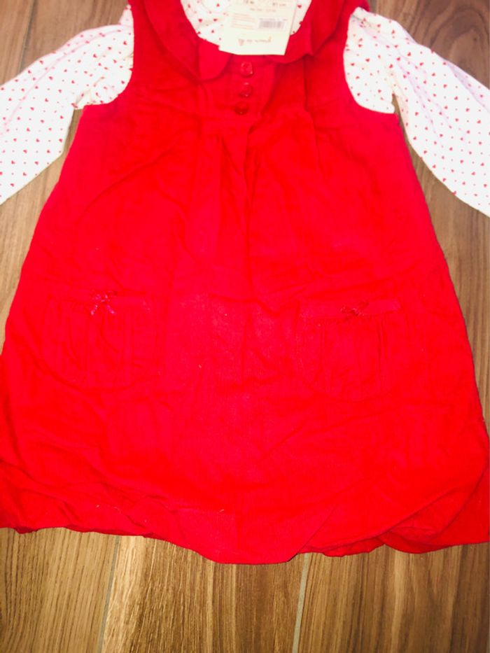 Robe en velours et sous pull motif cœurs Grain de blé neuve avec étiquette - photo numéro 2