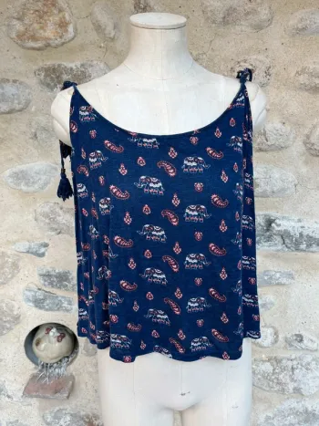 Springfield - Débardeur bleu marine à motif éléphant bohème