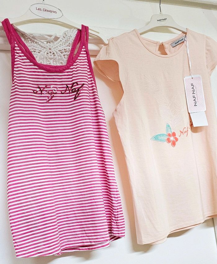 2 Tee-shirt Debardeurs 100% Coton Naf Naf Taille 11/12 ans - photo numéro 2