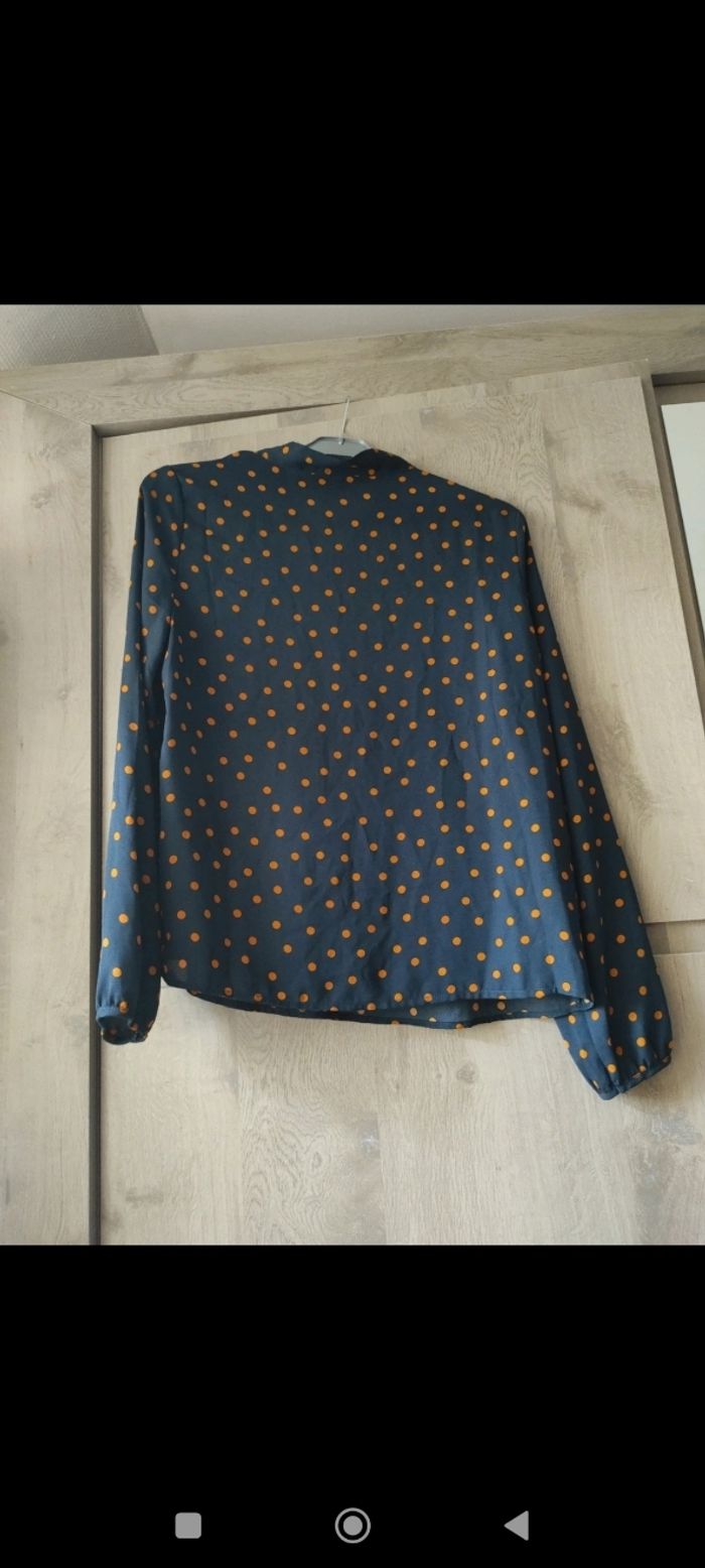 Blouse femme bleu marine imprimée pois - photo numéro 5