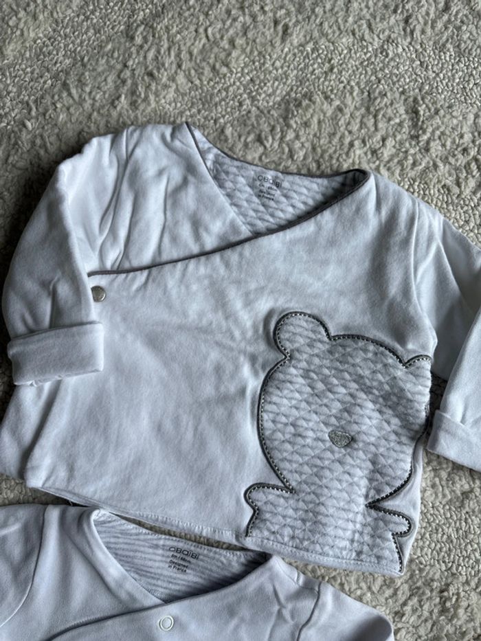 Lot de 2 gilet Obaïbi ourson blanc 6M - photo numéro 3