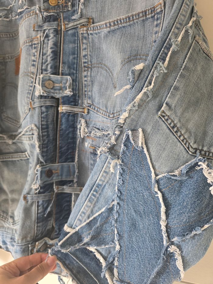 Veste en jeans custom y2k handmade denim inserts - photo numéro 6