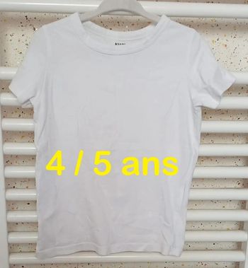 Tee shirt manche courte blanc Kiabi Taille 4 / 5 ans