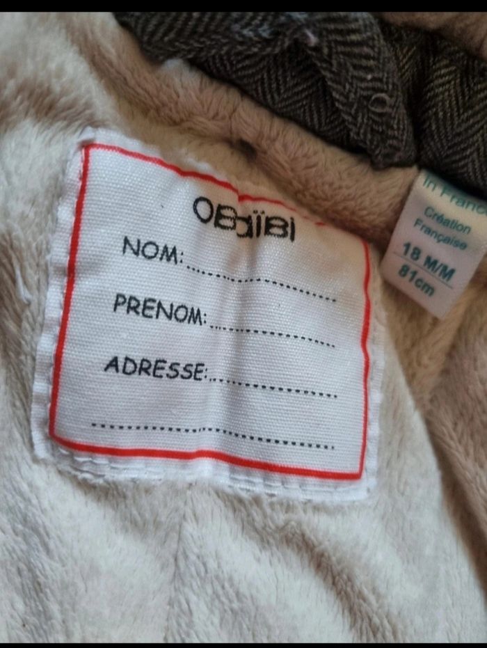 Manteau gris à capuche intérieur doux et chaud 18mois - photo numéro 6