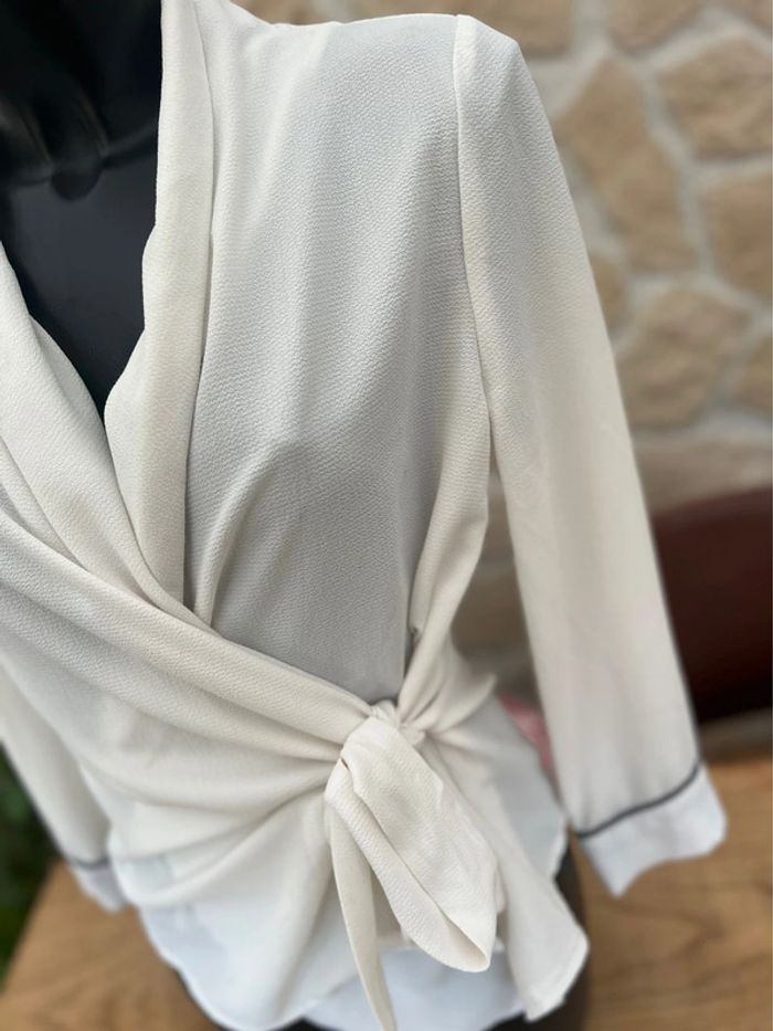 Blouse femme tunique chemisier akoz de toi collection taille S blanc cache cœur - photo numéro 2
