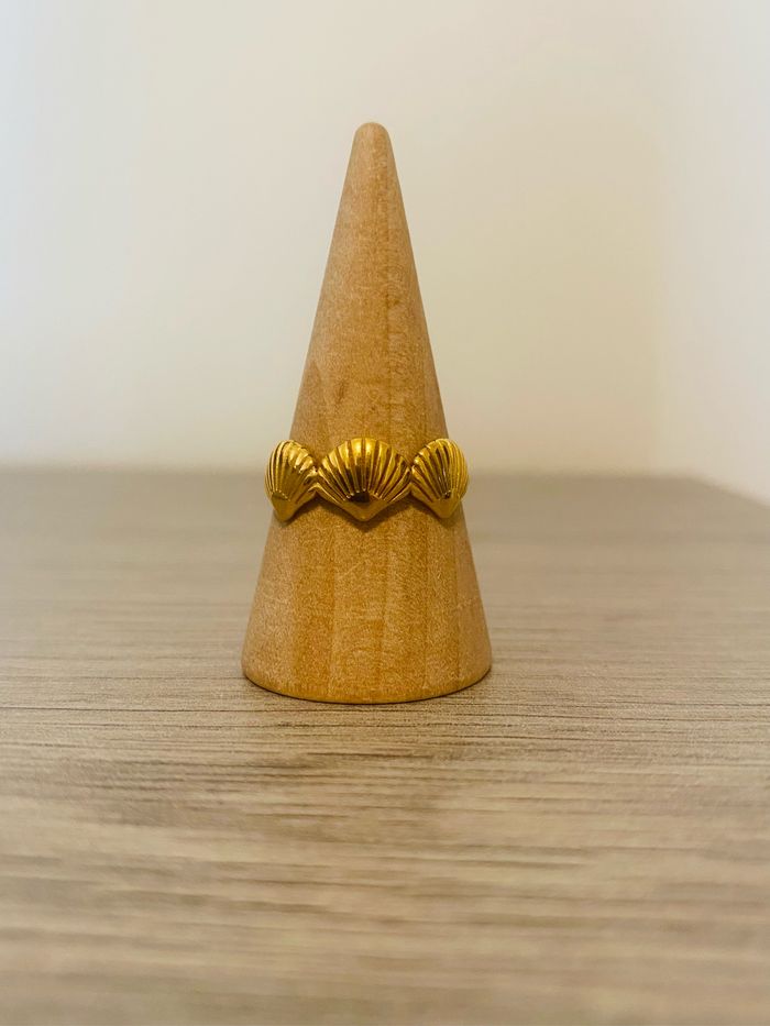 Bague tendance coquillage doré ajustable acier inoxydable - photo numéro 2