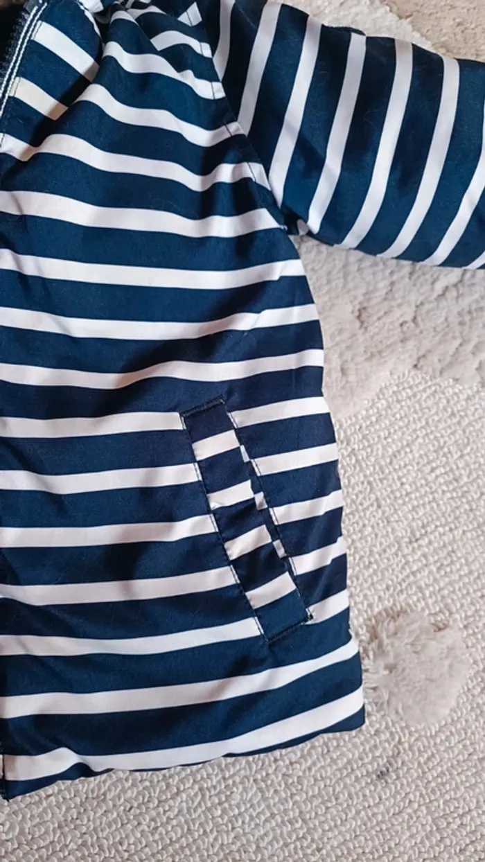 Doudoune bébé rayée style marinière Petit Bateau 18 mois - photo numéro 5