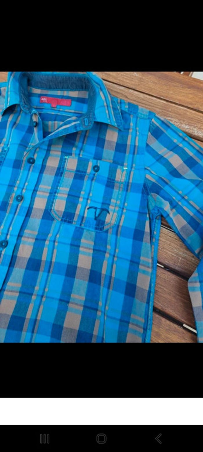 Chemise à carreaux bleu EDC taille 14 ans - photo numéro 2