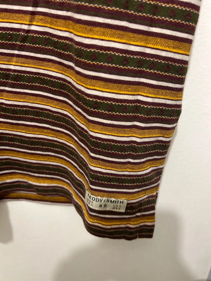 T-shirt marron à rayures Teddy Smith modern luxury 89 (S) 16ans - photo numéro 2