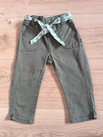 Pantalon souple fille Obaïbi vert kaki - Taille 18 mois 80cm