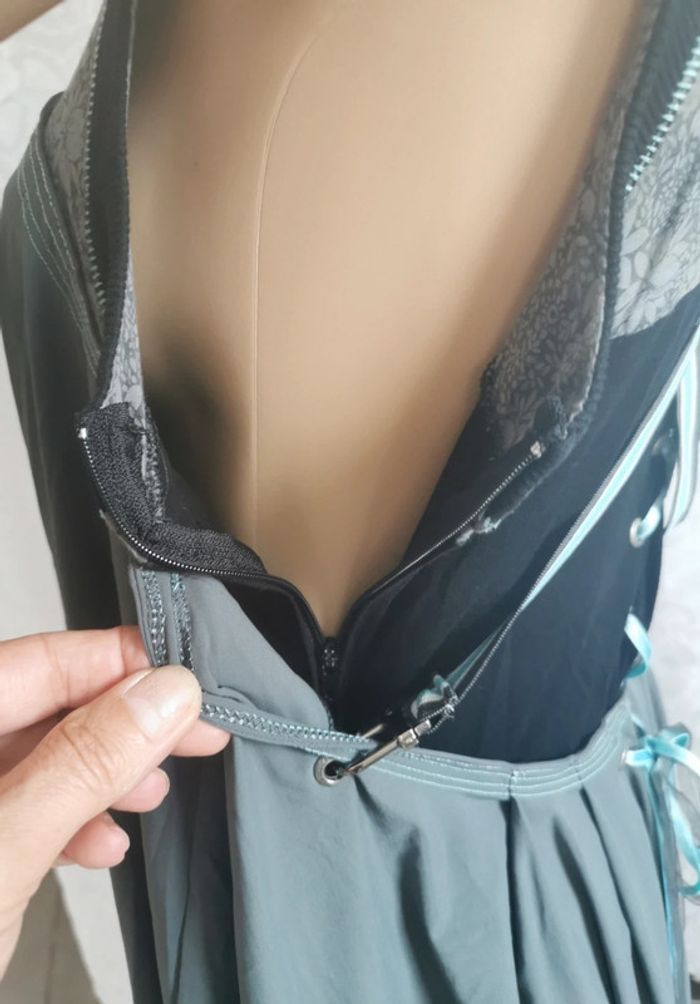 Robe. Bleu turquoise. Gris. Taille 38. La Mode Est À Vous - photo numéro 5