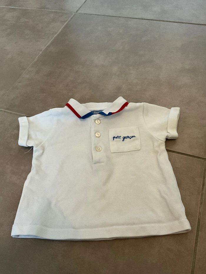 T shirt jacadi 3 mois Petit garçon col bleu blanc rouge - photo numéro 3