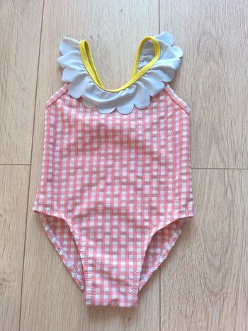 Maillot de bain une pièce bébé fille rose et blanc à carreaux DPAM 24 mois 86cm