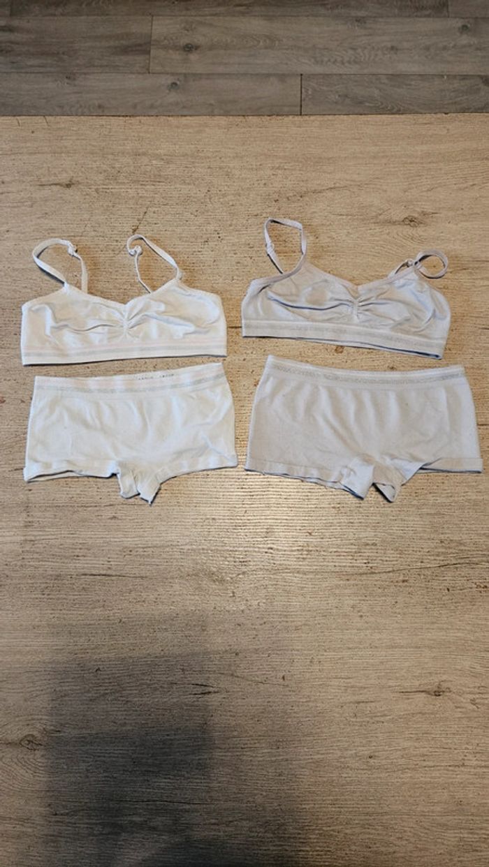 Lot de 2 ensembles fille de 6/8 ans blanc et gris - photo numéro 3
