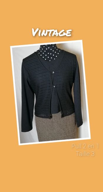 Pull 2 en 1 veste et top non séparables noir vintage Wear'n Love