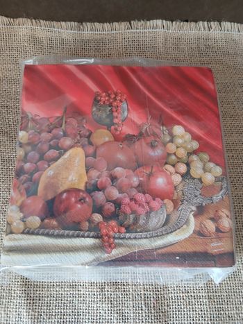 16 serviettes en papier corbeille de fruits