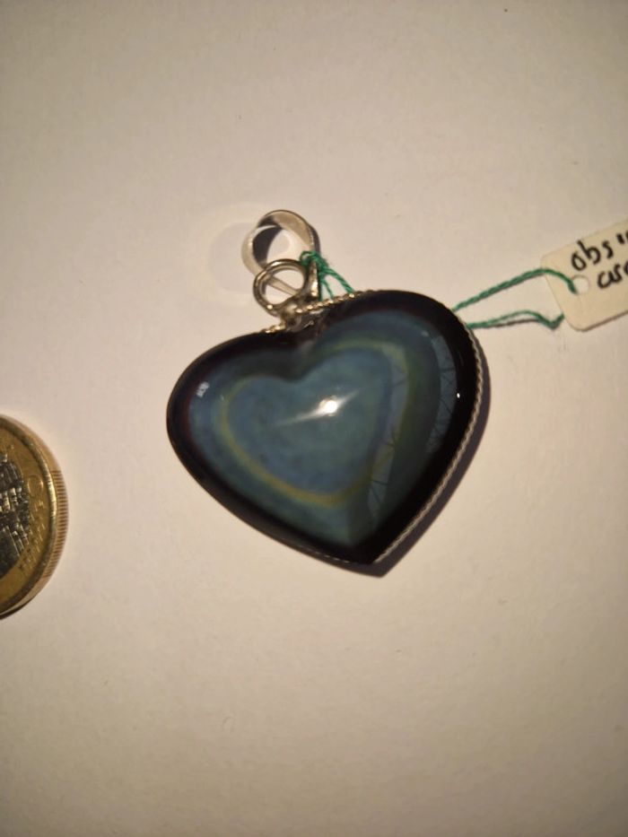 Pendentif obsidienne arc en ciel cœur Mexique - photo numéro 6