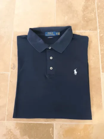 Magnifique polo Ralph Lauren homme XL marine logo blanc Pima coton excellent état