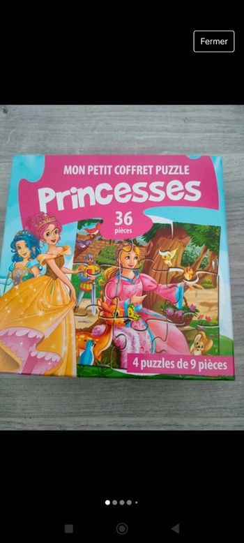 4 petits coffrets puzzles princesses 9 pieces