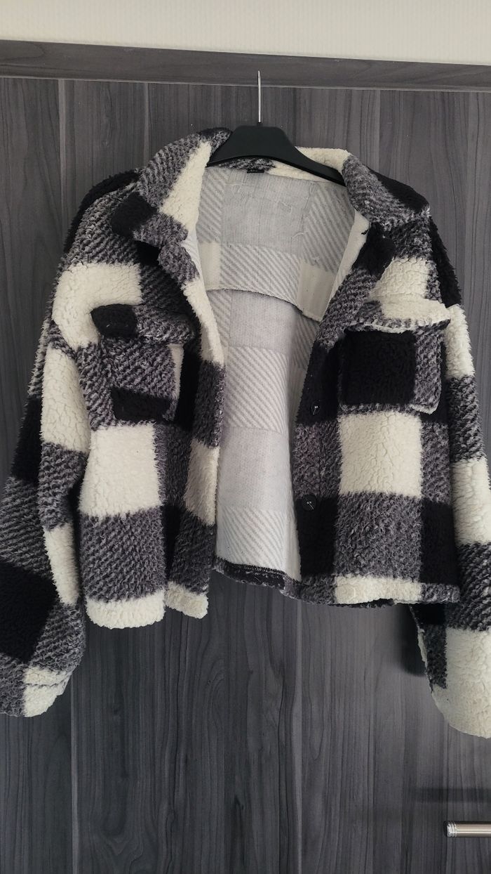 Veste polaire à carreaux noir et blanc - Taille L