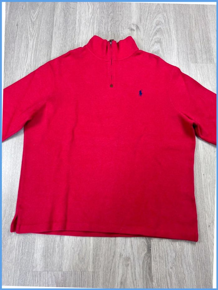 Pull camionneur Ralph Lauren Bordeaux col roulé quart zip Taille XXL - photo numéro 8