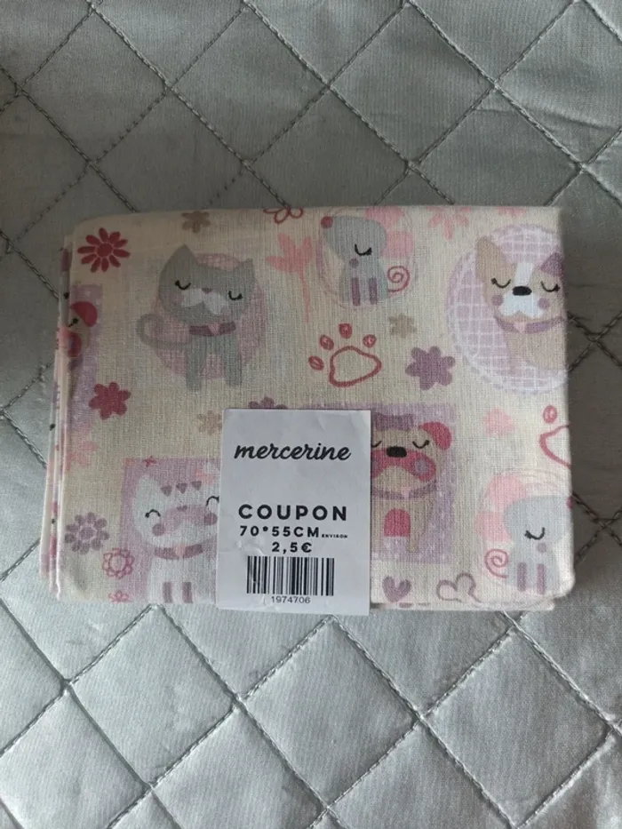 Coupon coton chat ton crème rosé