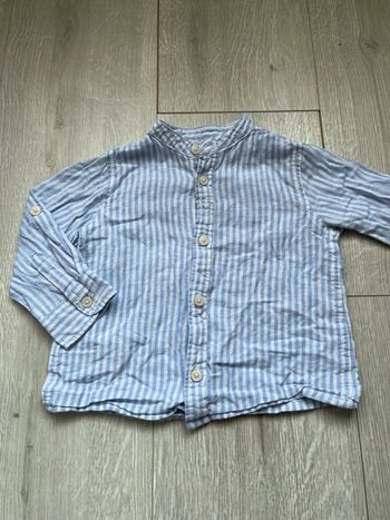 Chemise rayé  bleue et blanc mango 12 mois