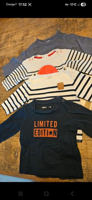 Lot de t shirt manche longue 6 mois