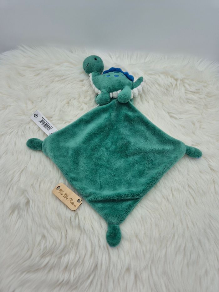 Doudou plat dinosaure Vert blanc bleu Tex Baby - photo numéro 5