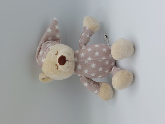 Peluche doudou ours dormeur beige marron blanc TOM & KIDDY bisous d’ange étoiles