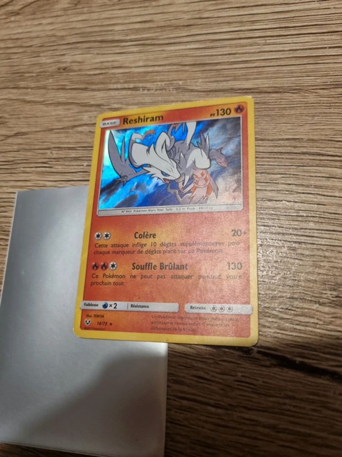 Carte pokémon reshiram Holo 14/73 fr année 2017 - photo numéro 3