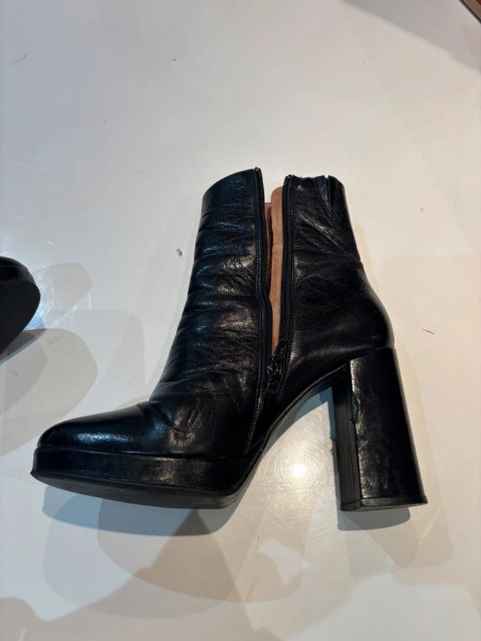 Bottines à talons carré en cuir minelli taille 38 - photo numéro 10