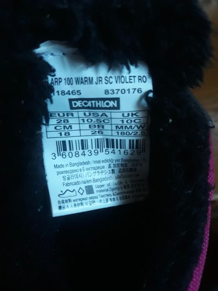 Chaussure chaude imperméable 'Quechua' pointure 28 - photo numéro 4