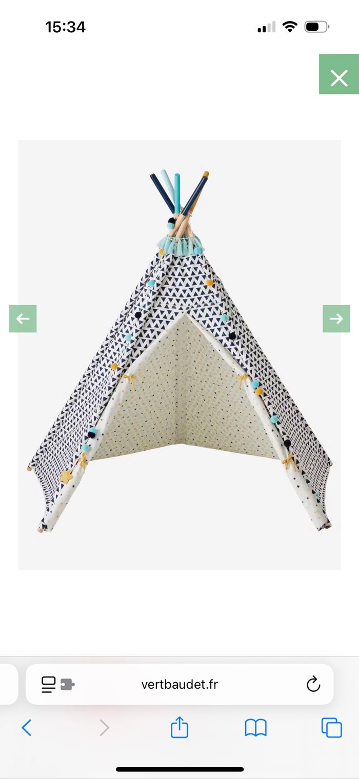 - Tipi réversible Vertbaudet Hauteur 150cm, diamètre 130cm. - Neuf avec étiquette - photo numéro 2