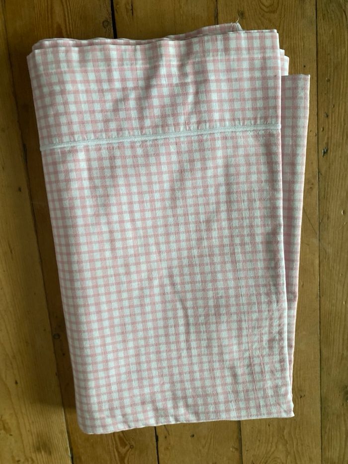 Drap plat vichy rose pour lit une personne - photo numéro 5