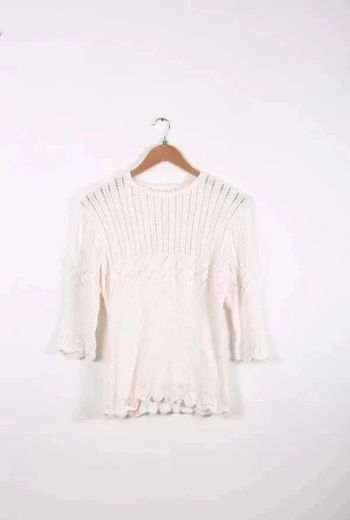 Superbe pull en coton vintage fait main (#23347)
