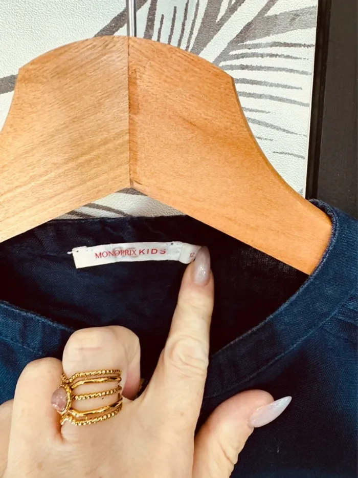 Taille 12 ans robe d’été fille Monoprix bleue marine * lin * 🌸 - photo numéro 2