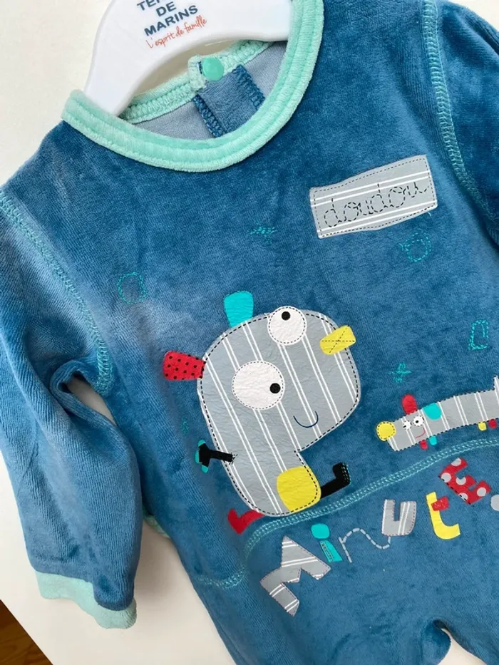 Lot 3 pyjamas velours et coton 1 pièce - photo numéro 4