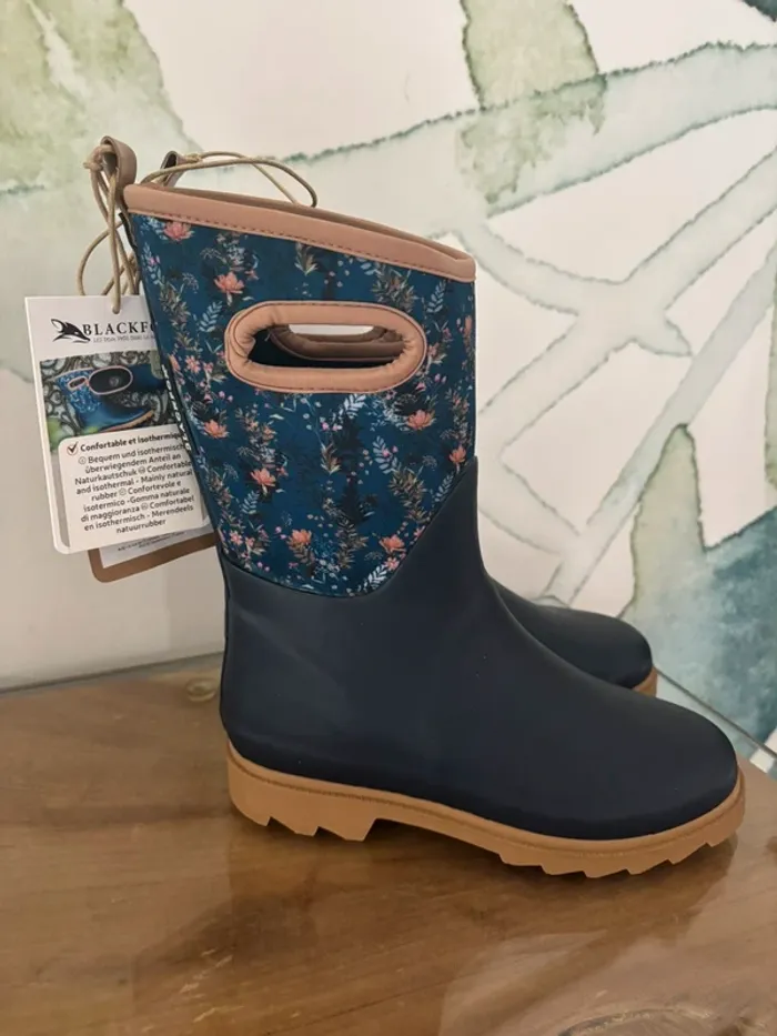 Bottes femme fleurs Blackfox isothermique bleu