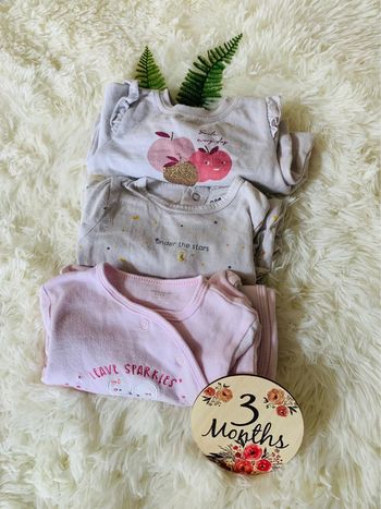 Lot de 3 pyjamas grenouillères 3M fille