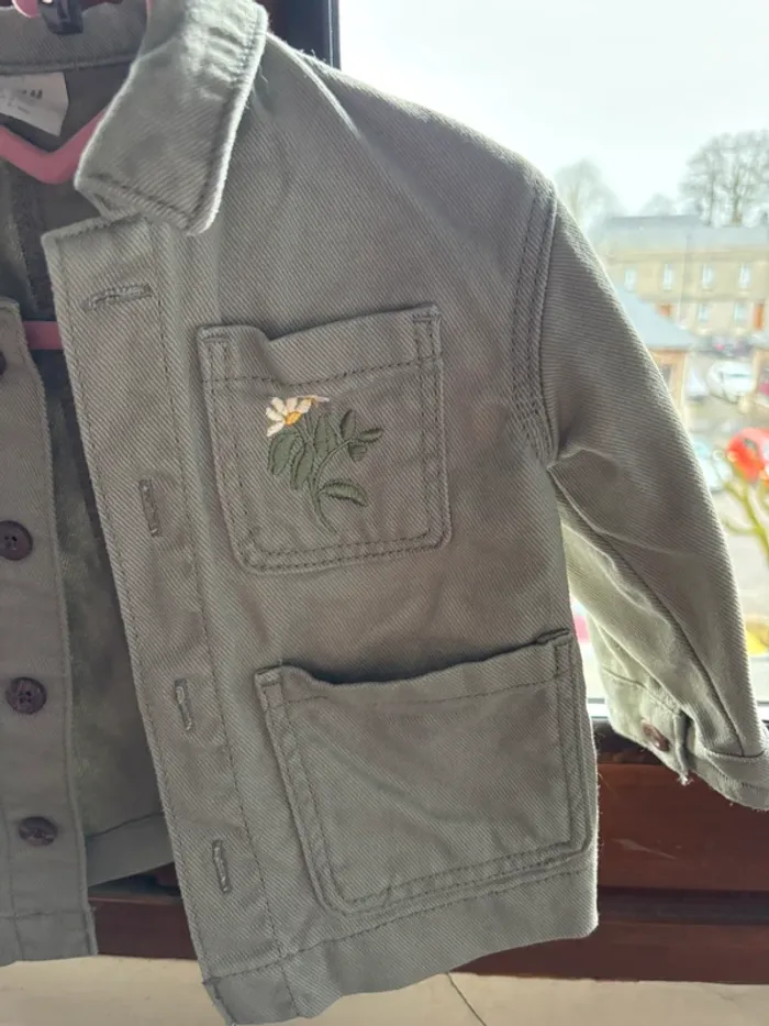 Veste en jean kaki bébé fille taille 6/9mois - photo numéro 2